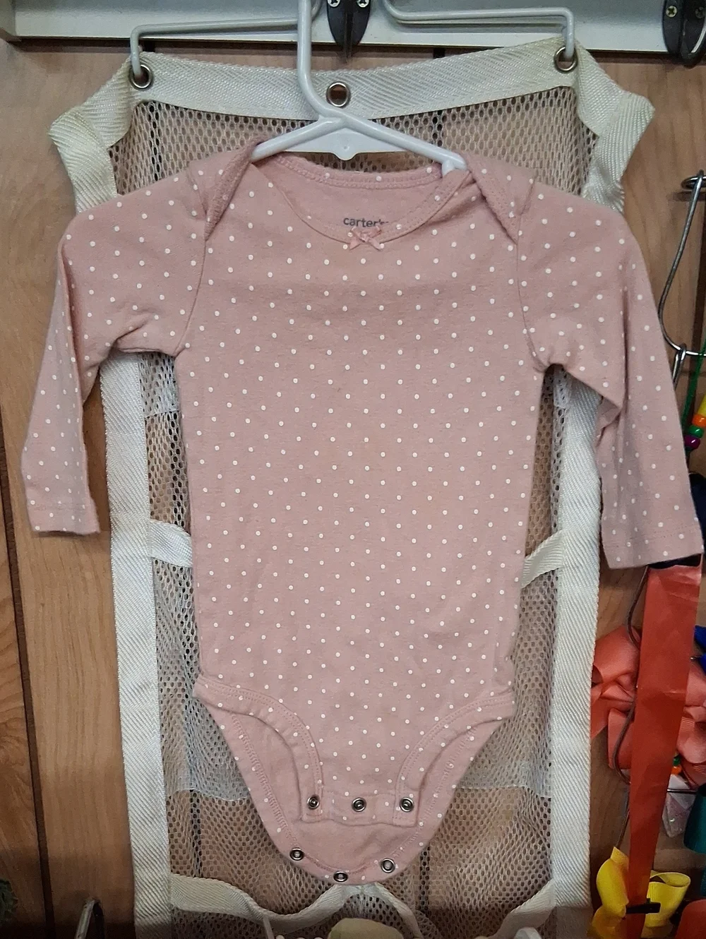 Carter's Dusty Pink Polka Dot Long-Sleeve One-Piece